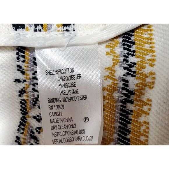 Tahari Open Blazer Jacket 2P Arthur S. Levine Woven Cream/Black/Gold Fringe Edge - Picture 9 of 10